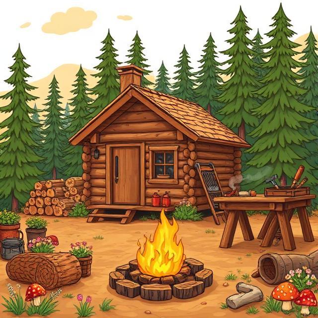 Off the grid cabin in the woods