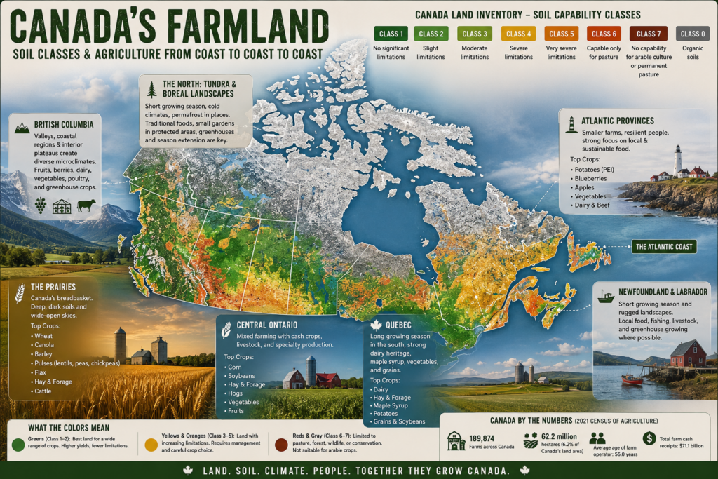 Canadian farmland soil classes map from coast to coast
